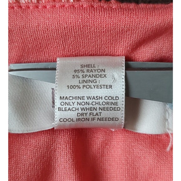 Ann Taylor Loft Dress Coral Orange Leaf Print Sleeveless Soft Stretch Tie XS - Picture 6 of 8